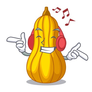 Çizgi film ahşap kutu vektör çizim dinleme müzik squash meyve