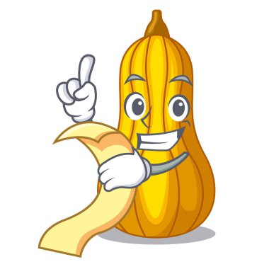 Çizgi film ahşap kutu vektör çizim ile menü squash meyve