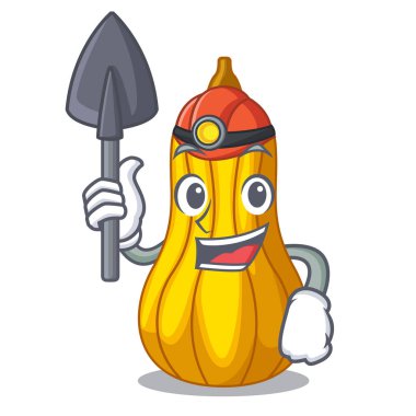 Madenci squash meyve karikatür ahşap kutu vektör çizim