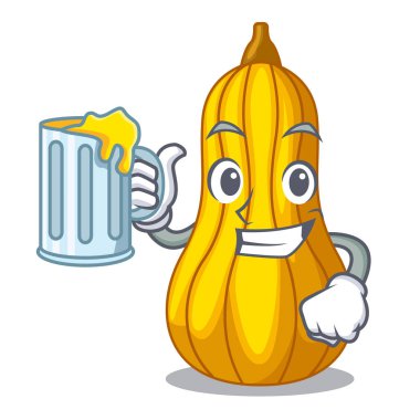 Çizgi film ahşap kutu vektör çizim ile squash meyve suyu