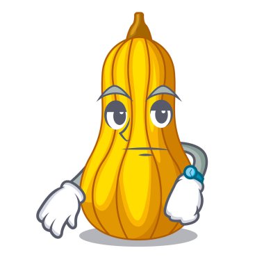 Squash bir maskot meyve sepeti vektör çizim içinde bekliyor