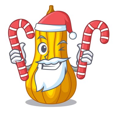 Noel Baba ile bir maskot meyve sepeti vektör çizim şeker squash