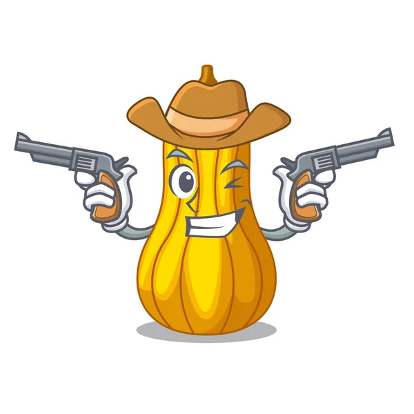 Cowboy Squash Slices Cartoon Bowl Vector Illustration — Stock Vector