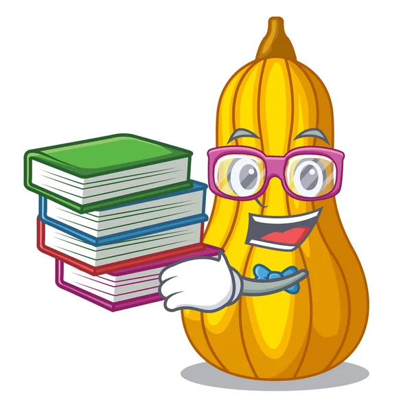 Öğrenci kitap kabak içinde bir maskot meyve sepeti vektör çizim ile