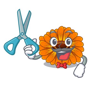 Kuaför calendula karikatür tencere vektör çizim çiçek