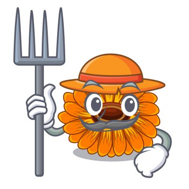 Çiftçi calendula çiçek karikatür tencere illüstrasyon vektör