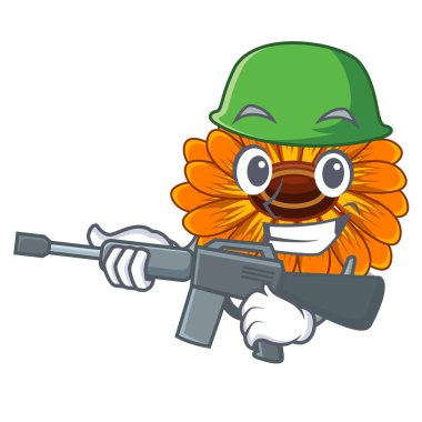 Ordu calendula çiçek karikatür tencere illüstrasyon vektör