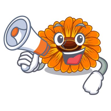 Megafon calendula çiçeklenir karikatür tencere vektör çizim ile