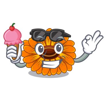 Dondurma calendula çiçeklenir karikatür sepet vektör çizim ile