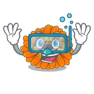 Bir çizgi film sepet vektör çizim dalış calendula çiçeklenir