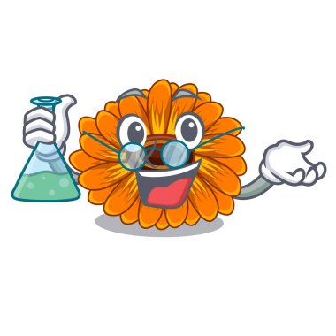 Profesör calendula karikatür sepet vektör çizim çiçek