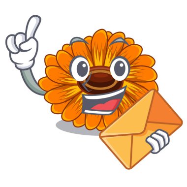 Zarf calendula çiçeklenir karikatür sepet vektör çizim ile