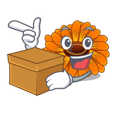 Kutusu calendula çiçeklenir karikatür sepet vektör çizim ile