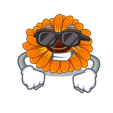 süper bir çizgi film sepet vektör çizim çiçek calendula serin