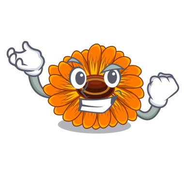 Başarılı calendula karikatür sepet vektör çizim çiçek