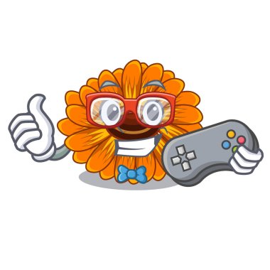 Maskot kök vektör illustratrion oyun calendula çiçek