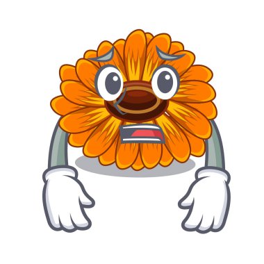 Maskot kök vektör illustratrion korkuyor calendula çiçek