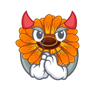 Şeytan calendula çiçek maskot kök vektör illustratrion