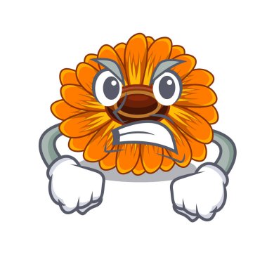 Maskot kök vektör illustratrion kızgın calendula çiçek