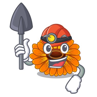 Madenci calendula çiçek maskot kök vektör illustratrion