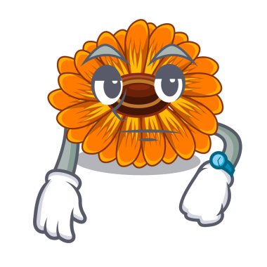 Calendul çiçek ağaç bekliyor karakter şekli vektör çizim