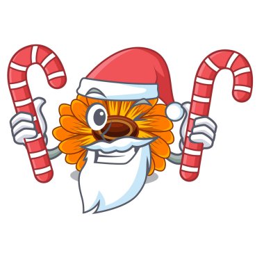 Santa şeker calendul çiçek ağaç ile karakter şekli vektör çizim olduğunu