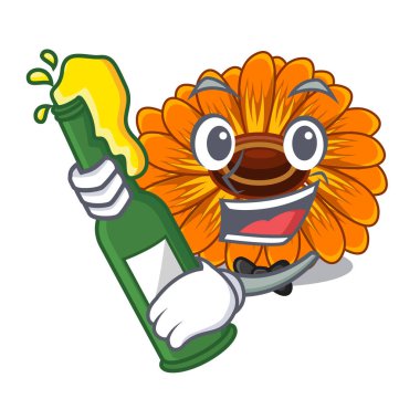 Bira ile calendul çiçek ağacıdır karakter şekli vektör çizim