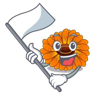 Bayrağı ile calendul çiçek ağacıdır karakter şekli vektör çizim