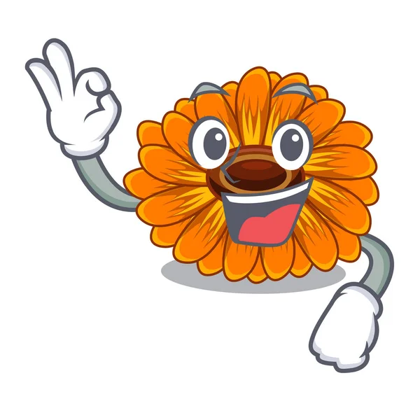 Okay Calendula Flowers Cartoon Basket Vector Illustration — Stock Vector