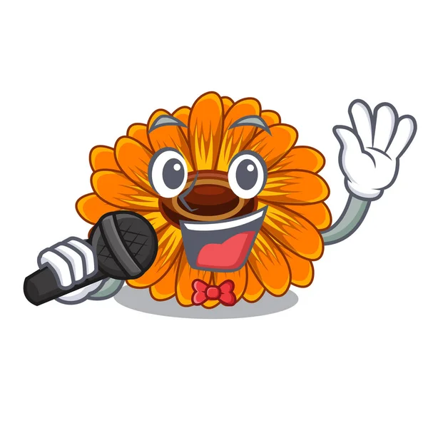 Τραγουδώντας Λουλούδι Calendula Μασκότ Βλαστικά Διάνυσμα Illustratrion — Διανυσματικό Αρχείο