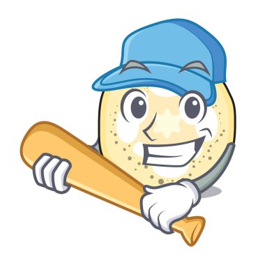 Çizgi film form vektör çizim beyzbol patlıcan dilimleri oynayan