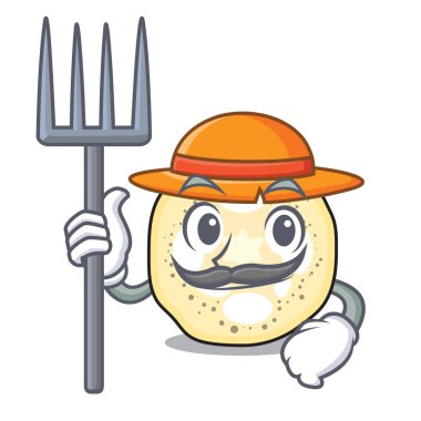 Çiftçi patlıcan dilimleri karikatür formdaki illüstrasyon vektör