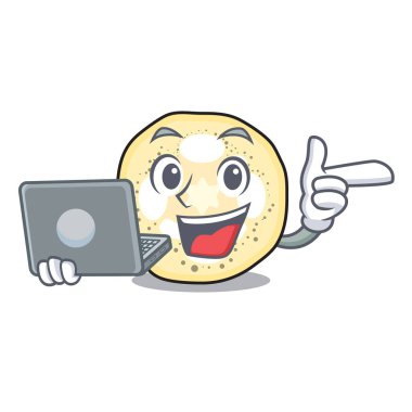 Çizgi film form vektör çizim içinde laptop patlıcan dilimleri ile