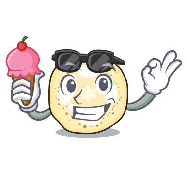 Karakter kurulu vektör çizim üzerinde dondurma patlıcan ile dilimlenmiş