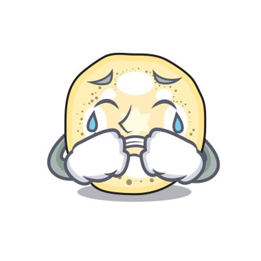 Bir çizgi film tava vektör çizim ağlayan patlıcan dilimleri