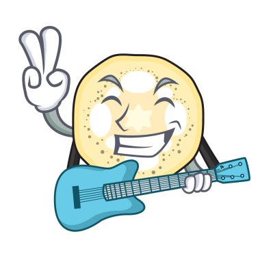 Bir çizgi film tava vektör çizim içinde gitar patlıcan dilimleri ile