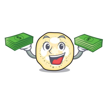 Para çantası patlıcan dilimleri ile bir çizgi film tava vektör çizim