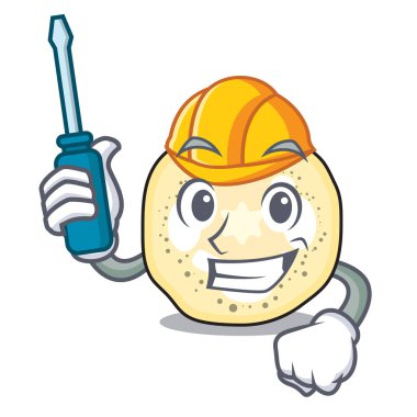 Otomotiv patlıcan dilimleri bir maskot kase illüstrasyon vektör