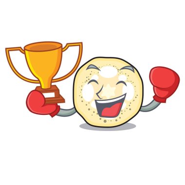 Boks şampiyonu patlıcan dilimleri bir maskot kase vektör çizim