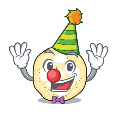 Palyaço patlıcan dilimleri bir maskot kase illüstrasyon vektör