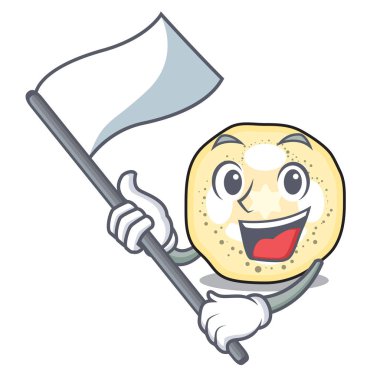 Bayrak patlıcan dilimleri ile bir maskot kase vektör çizim