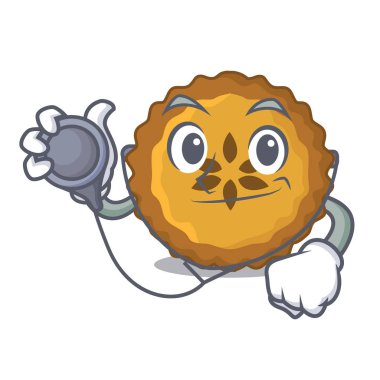 Doktor elmalı turta ekmek karikatür plaka vektör çizim