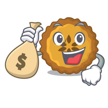 Para çantası elmalı turta ekmek karikatür plaka ile illüstrasyon vektör