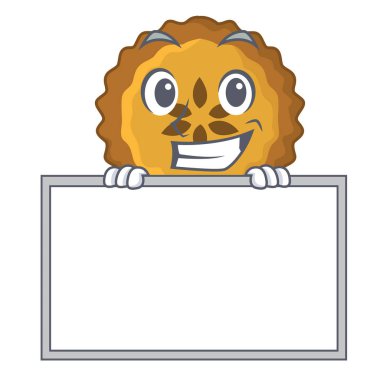 Karikatür plaka vektör çizim kurulu elmalı turta ekmek ile sırıtarak