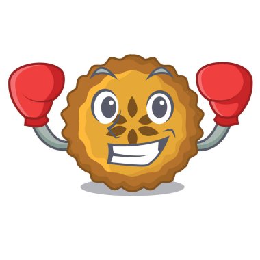 Elmalı turta ekmek karikatür plaka vektör çizim boks