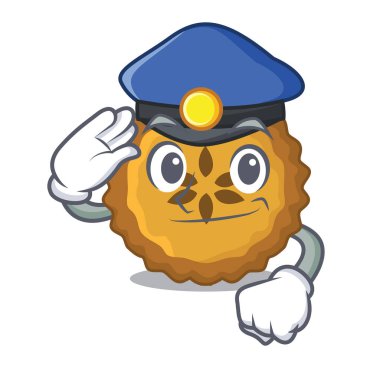 Polis elmalı turta ekmek karikatür plaka vektör çizim