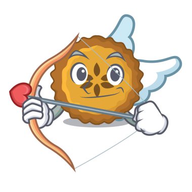 Aşk tanrısı elmalı turta ekmek karikatür plaka vektör çizim