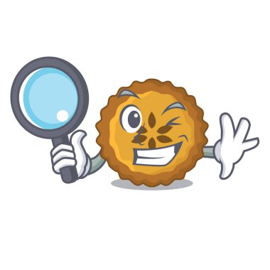 Dedektif elmalı turta bir karikatür tablo vektör çizim üzerinde