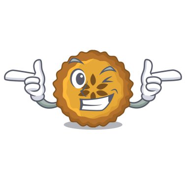 Wink elmalı turta bir karikatür tablo vektör çizim üzerinde