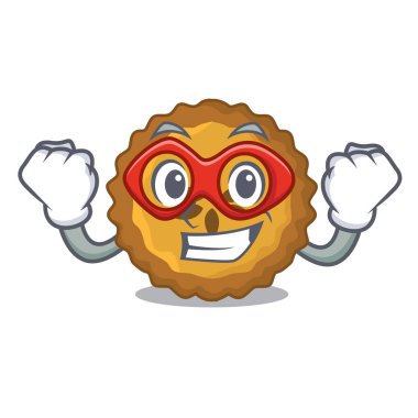 Süper kahraman elmalı turta bir karikatür tablo vektör çizim üzerinde